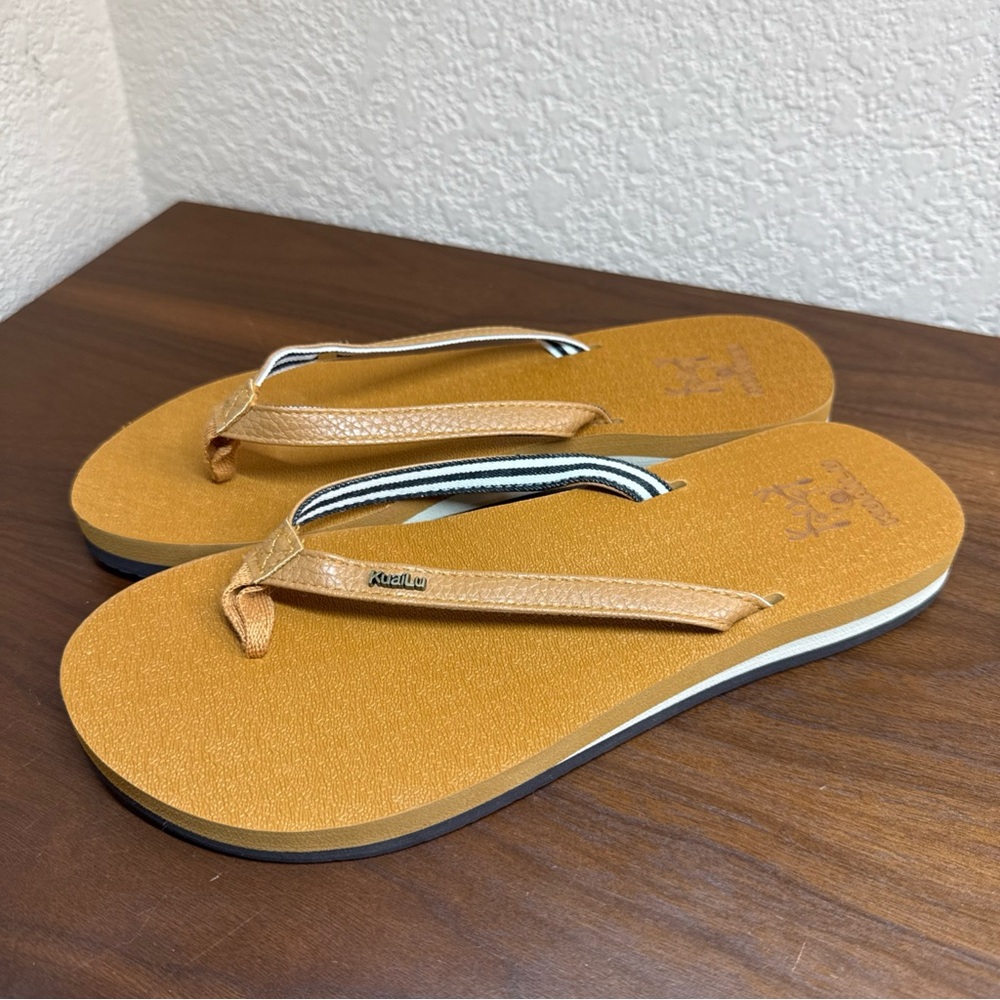 New KuaiLu‎ Women's Flip Flops Sandals Tan Brown Foam Thong Sz 8.5 Yoga Beach